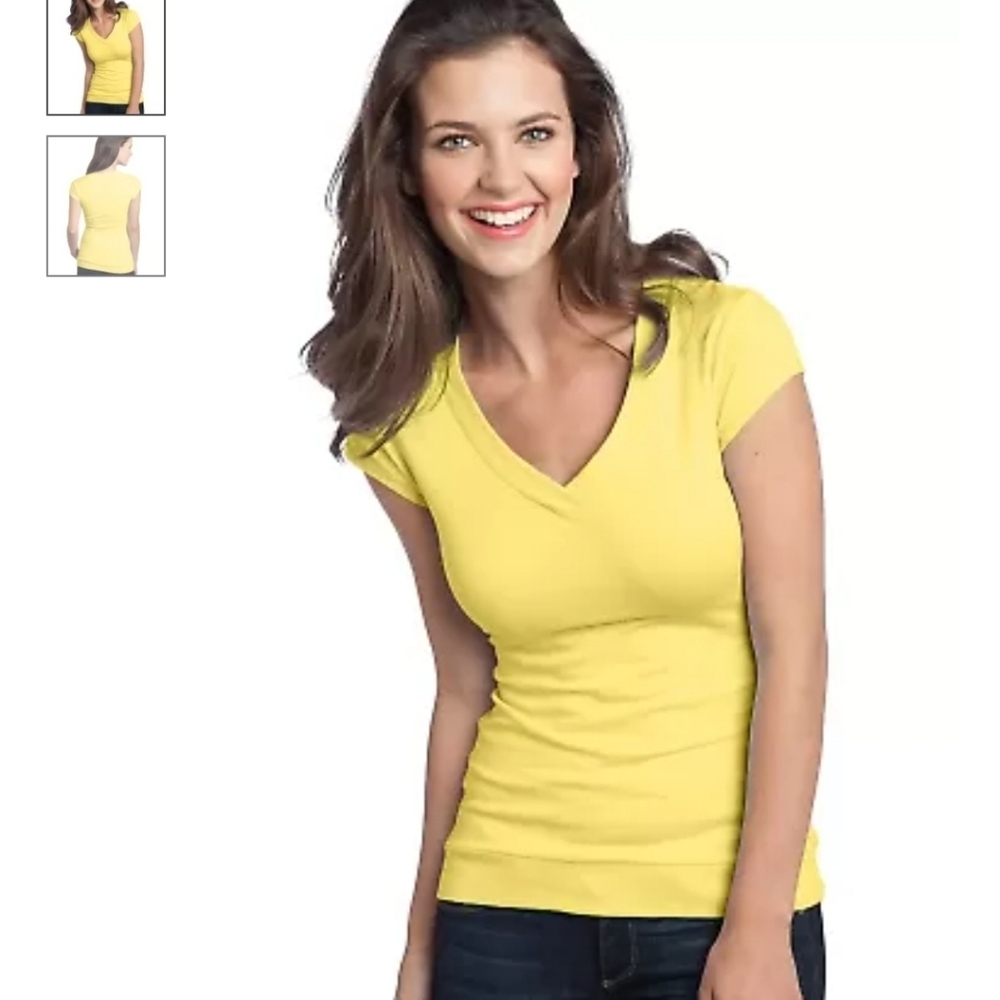 Yellow V-neck Banded bottom District tshirt